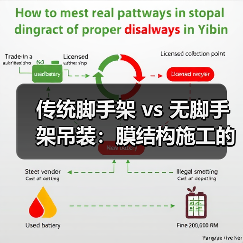 传统脚手架 vs 无脚手架吊装:膜结构施工的降维打击(图2) 传统脚手架 vs 无脚手架吊装:膜结构施工的降维打击(图2)