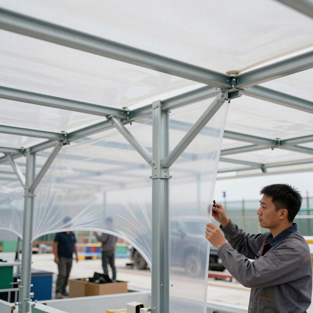 膜结构车棚在搭建的过程中需要注意哪些事项呢?(图2) 膜结构车棚在搭建的过程中需要注意哪些事项呢?