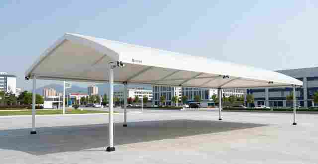 义乌启顺膜结构厂：定制6米伸缩雨棚、推拉棚，样式多全国发货