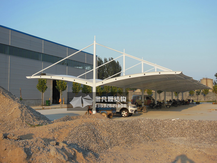TC011 膜结构停车棚 双挑斜拉型